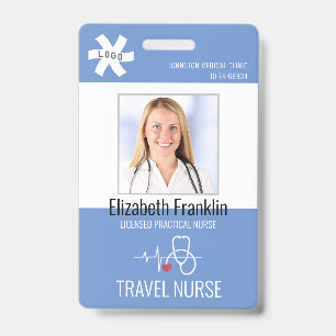 Medical Stethoscope Blue TRAVEL NURSE Badge