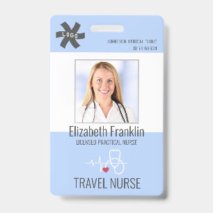 Medical Stethoscope Blue TRAVEL NURSE Badge