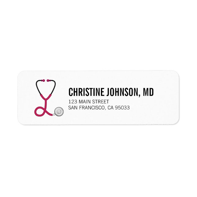 Medical Stethoscope | Doctor Nurse Return Address Label (Front)