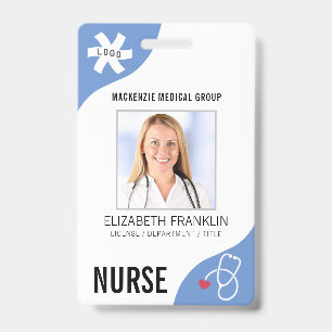 Medical Stethoscope Editable Blue NURSE Badge