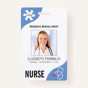 Medical Stethoscope Editable Blue NURSE Badge