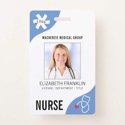 Medical Stethoscope Editable Blue NURSE Badge