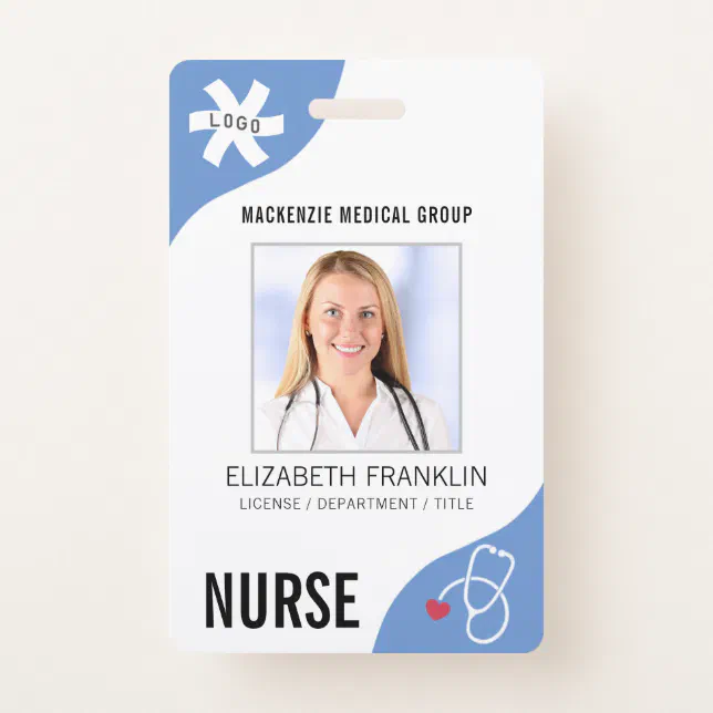 Medical Stethoscope Editable Blue NURSE Badge | Zazzle