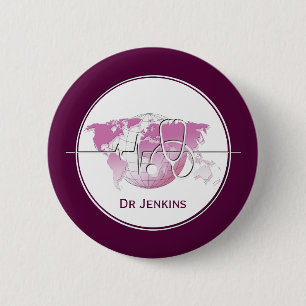 Medical Stethoscope Heartbeat World Map Button