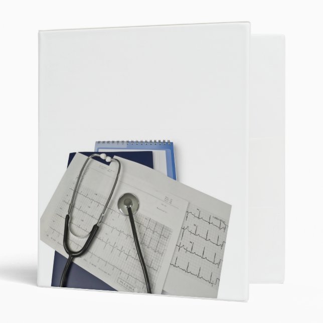 medical stethoscope on cardiogram EKG readings Binder (Front/Inside)