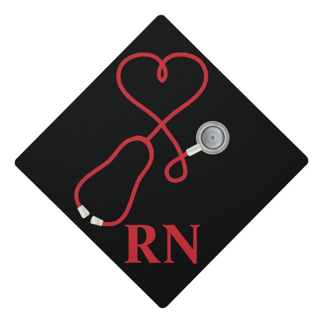 Medical Stethoscope With Heart Graduation Cap Topper (Front)