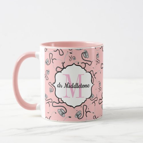 Medical stethoscopes for doctors on pink name mug