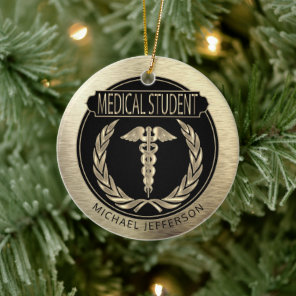 Medical Student  👨‍⚕️ - Black and Gold Ceramic Ornament