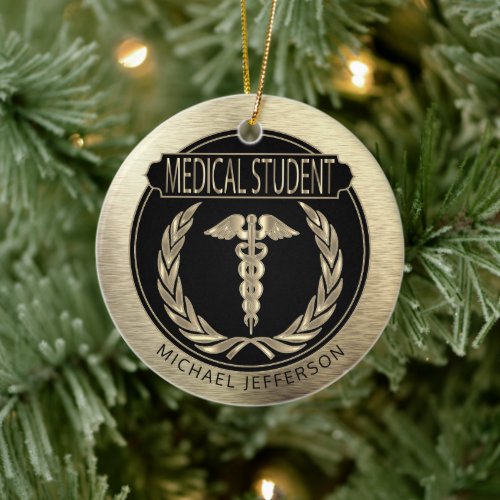 Medical Student  ️ _ Black and Gold Ceramic Ornament