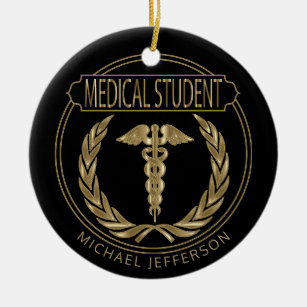 Medical Student 👨‍⚕️ - Classy Black and Gold Ceramic Ornament