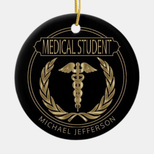 Medical Student ️ _ Classy Black and Gold Ceramic Ornament