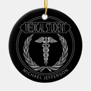 Medical Student 👨⚕️ - Classy Black and Silver Ceramic Ornament