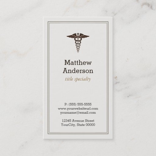 Customizable Medical Student Teacher Caduceus - Elegant Classic Business Card Templates