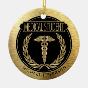 Medical Student  👨‍⚕️ - UpScale Black and Gold Ceramic Ornament