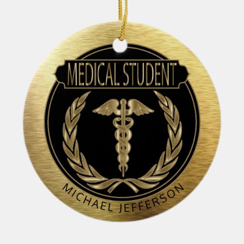 Medical Student  ️ _ UpScale Black and Gold Ceramic Ornament