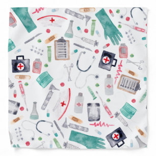 Medical Supplies in Watercolor Bandana