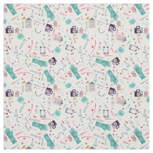 Medical Supplies in Watercolor Fabric
