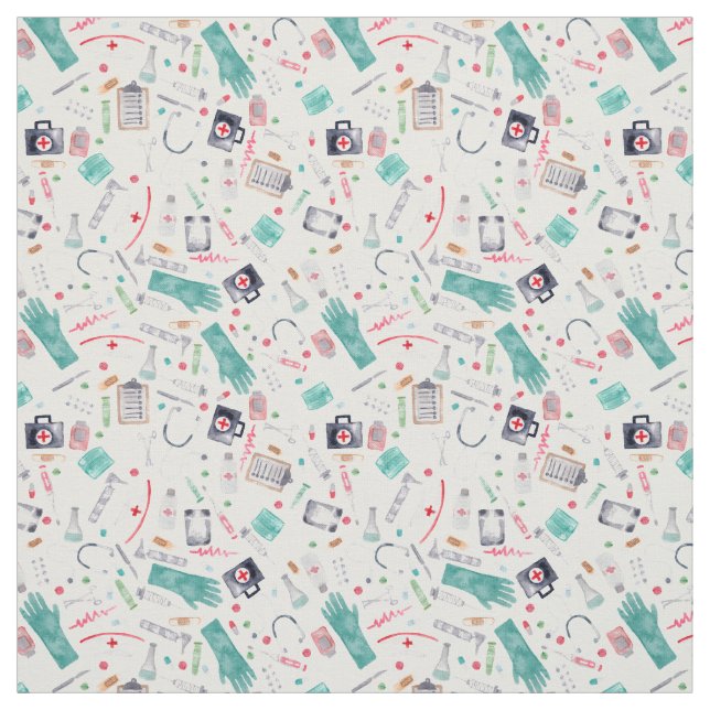 Medical Supplies in Watercolor Fabric (Swatch)