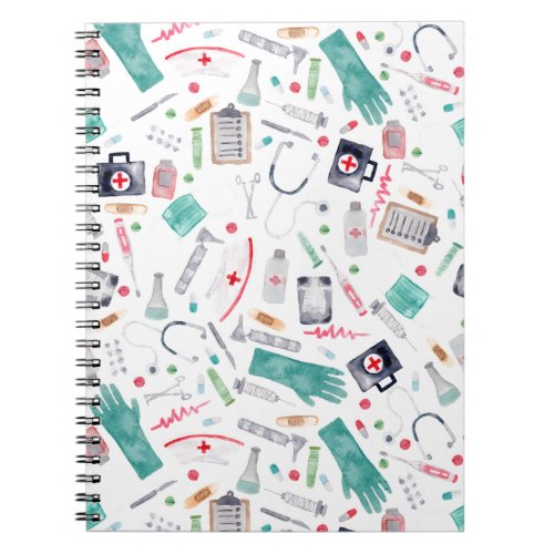 Medical Supplies in Watercolor Notebook