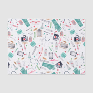 Medical Supplies in Watercolor Tissue Paper