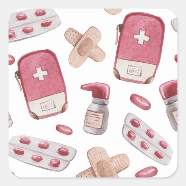 Medical supplies square sticker (Front)