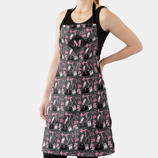 Medical Supply Pattern in Pink and Gray Apron (Insitu)