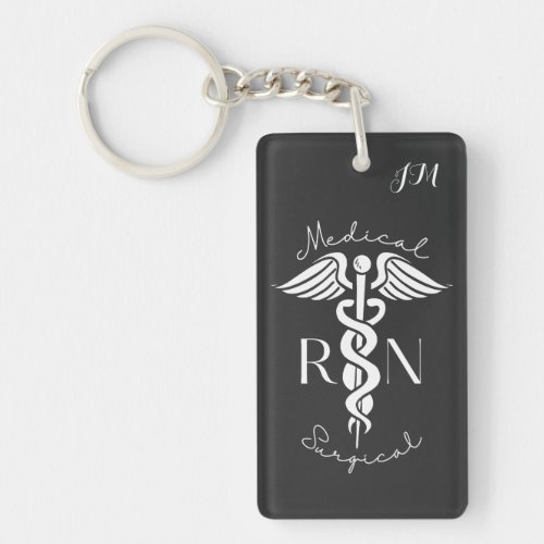 Medical Surgical Nurse Caduceus Symbol Personalize Keychain