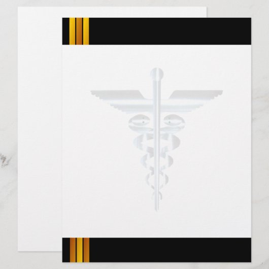 Medical Symbol Asclepius Caduceus watermark Letter (Front/Back)