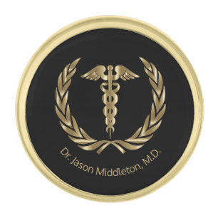 Medical Symbol - Black and Gold Finish Lapel Pin