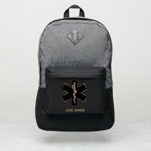 Medical Symbol _ Black and Gold Port Authority Backpack