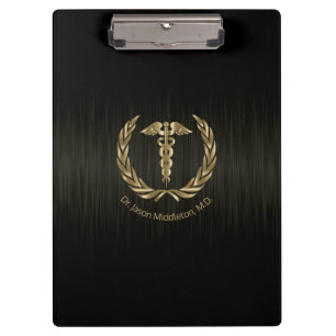 Medical Symbol - Brush Black and Gold Clipboard
