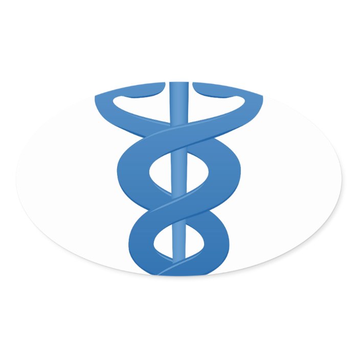 Medical Symbol Caduceus logo Oval Sticker