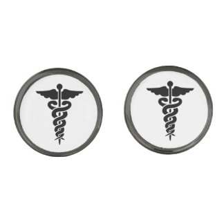 Medical Symbol Gunmetal Finish Cufflinks