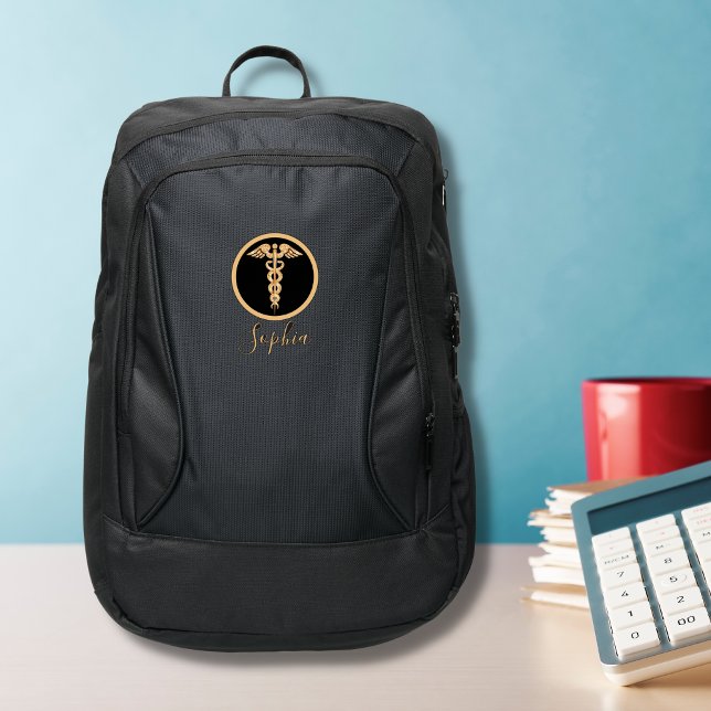 Medical Symbol nursing golden logo Name Port Authority® Backpack (Creator Uploaded)