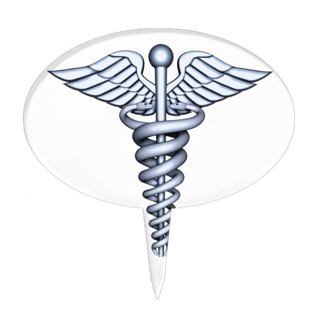 Medical Symbol Silver Cake Topper (Front)