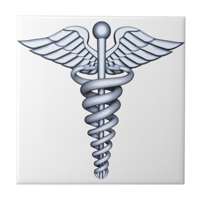 Medical Symbol Silver Ceramic Tile (Front)