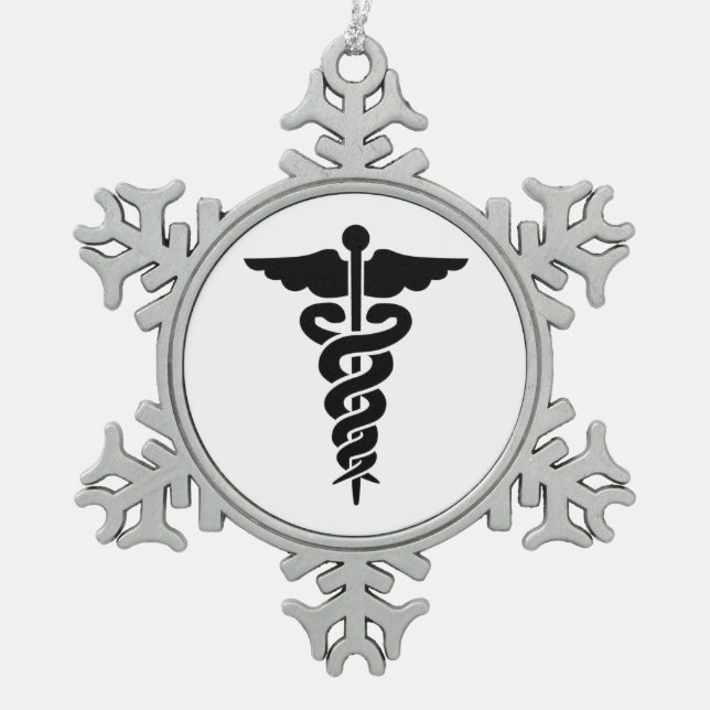 Medical Symbol Snowflake Pewter Christmas Ornament (Front)