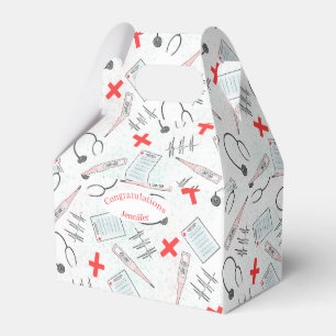 Medical Symbols Red White Black Favor Box