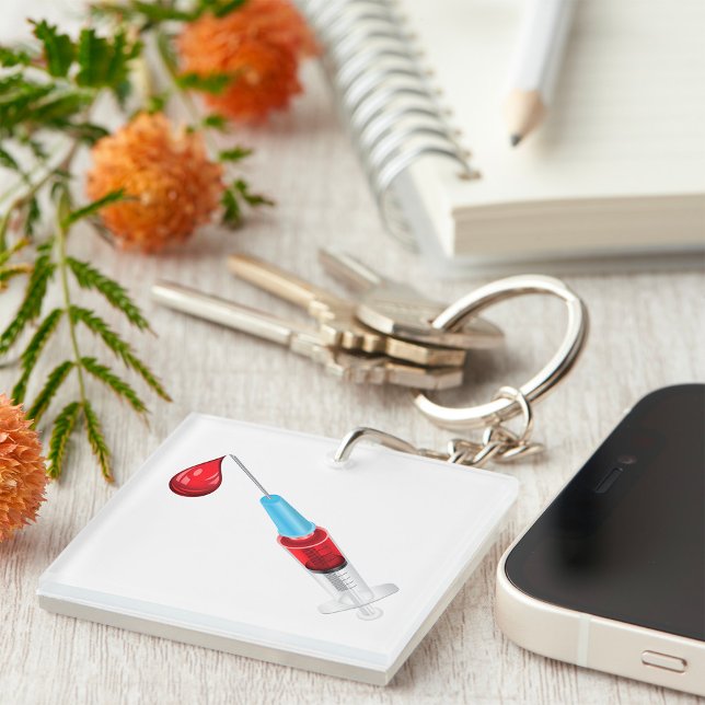 Medical Syringe with Blood Drop Keychain (Creator Uploaded)