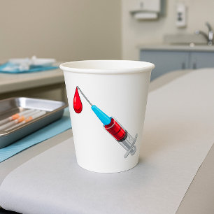 Medical Syringe with Blood Drop Paper Cups