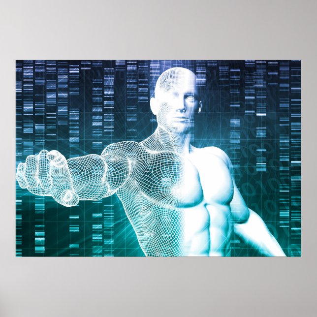 Medical Technology with Scientist Engineer on DNA Poster (Front)