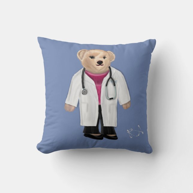Medical Teddy (F) Throw Pillow (Front)