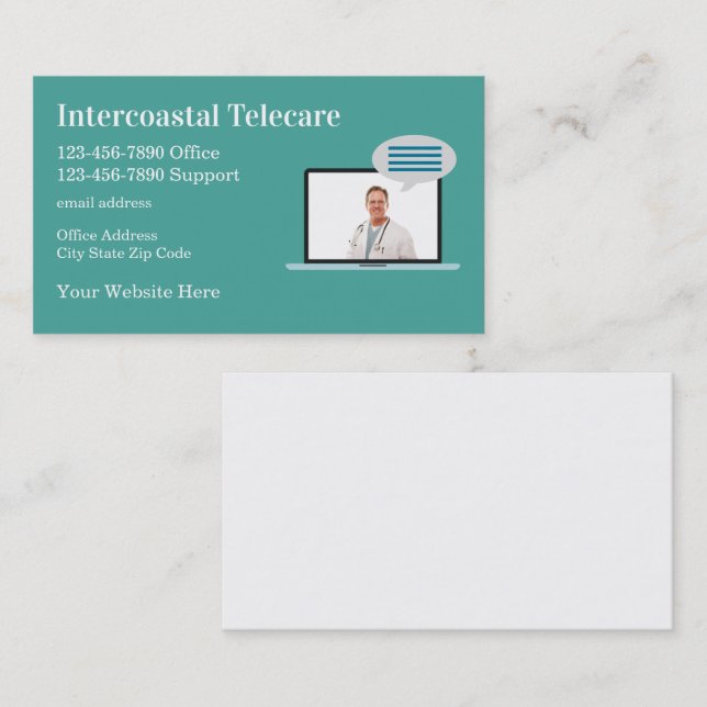 Medical Telecare Healthcare Business Cards (Front/Back)
