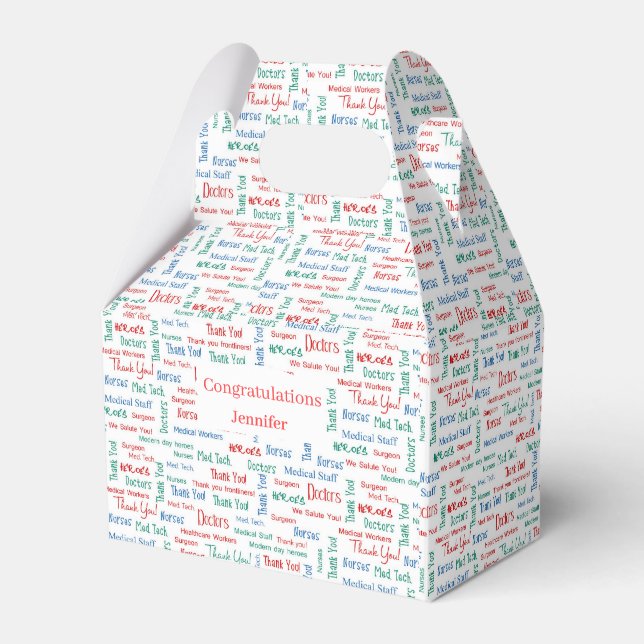 Medical Thank You Red White Blue Favor Box (Front Side)
