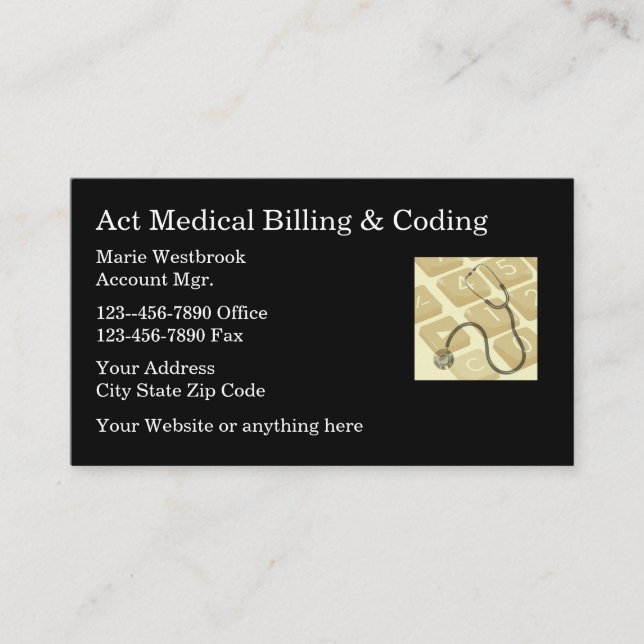 Medical Theme Billing & Coding Services Business C Card (Front)
