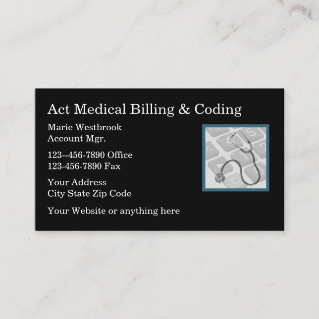 Medical Theme Billing & Coding Services Business Card (Front)