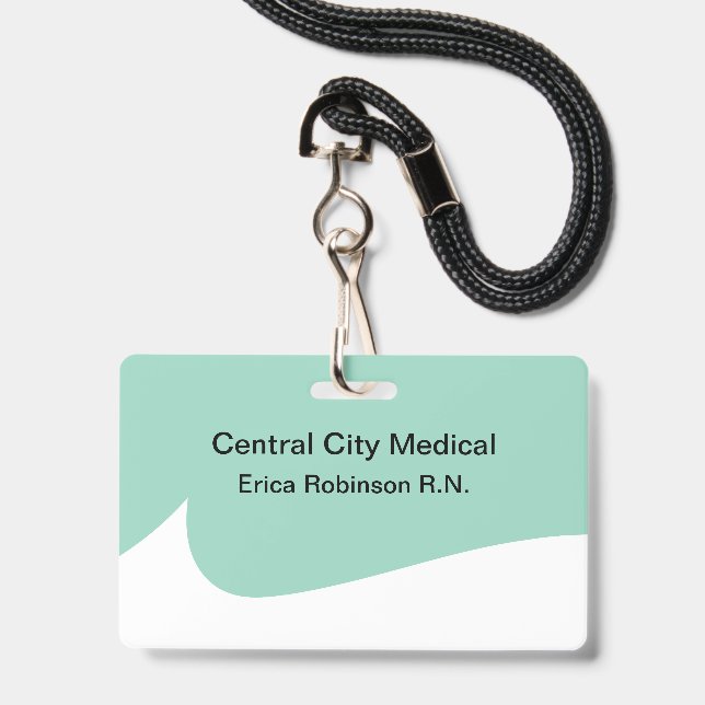Medical Theme Budget Modern Staff Name Badges (Front with Lanyard)