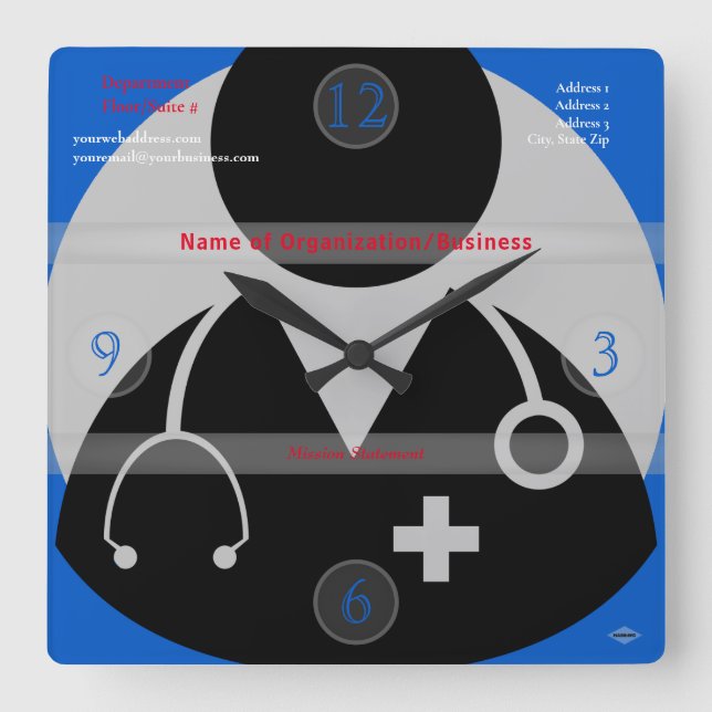 Medical Theme Wall Clock HAMbyWG (Front)