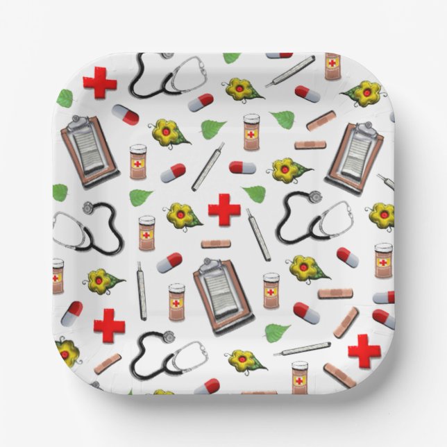 Medical Themed Retirement Party Paper Plates (Front)