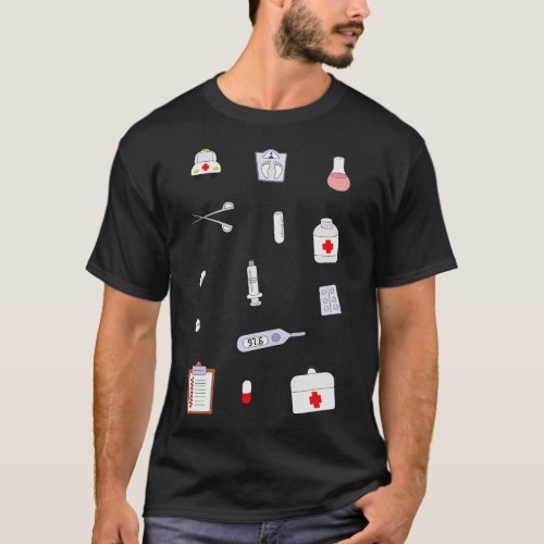 Medical Things Icons Set toon Style T_Shirt